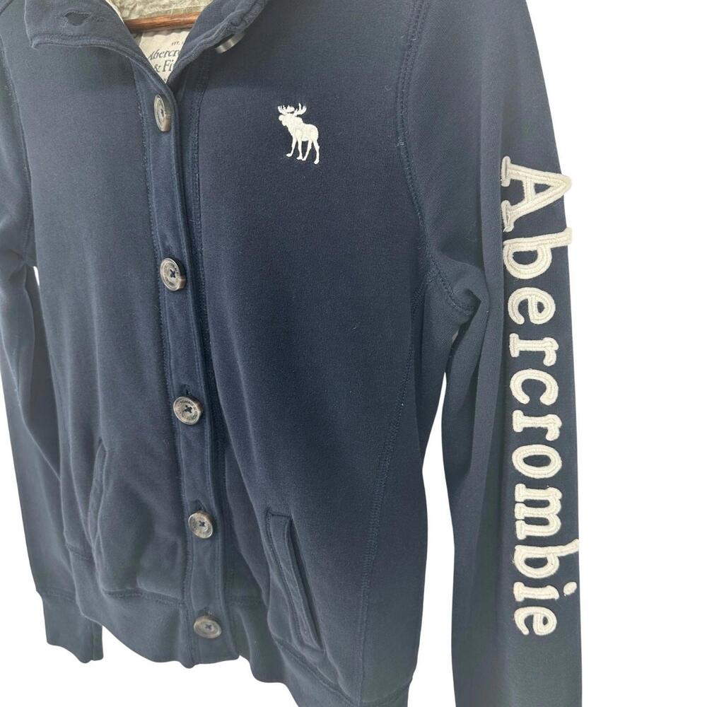 Abercrombie & Fitch Womens MEDIUM Y2K Hooded Jacket Button Up Fur Lined Chunky - Picture 2 of 9